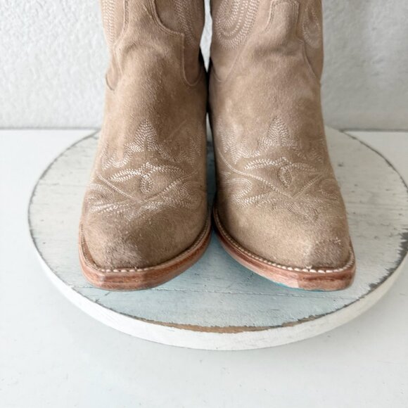 Lane LEXINGTON Over the Knee Womens Cowboy Boots 8.5 Latte Suede Western Cowgirl - Picture 9 of 14